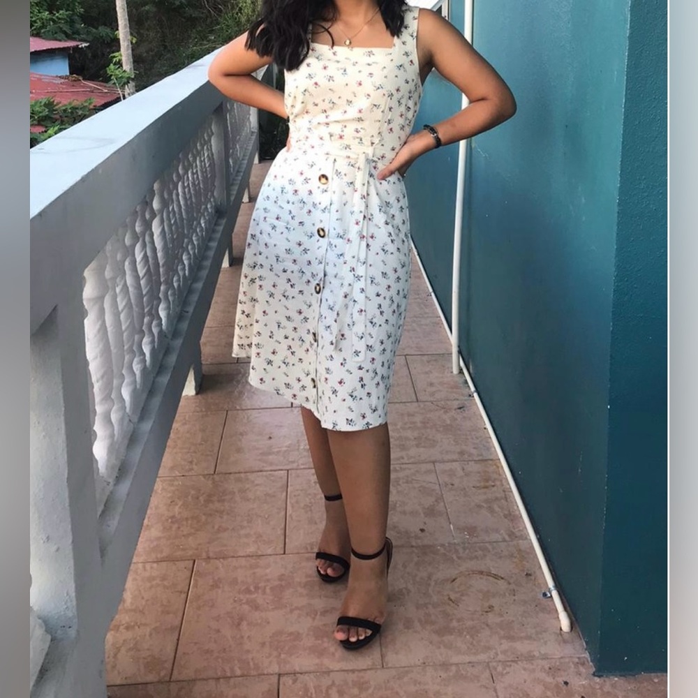 Tan Floral Dress